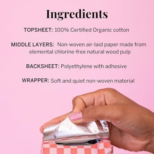 Pixie Bio-Baumwolle Ultradünne Extra Lange Nachtbinden für Damen – Maximale Saugfähigkeit mit Flügeln – Auslaufsicher, Hypoallergen, Duftneutral, Postpartum – Kompostierbar, Biologisch Abbaubar – 12 Stück