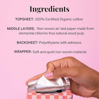 Pixie Bio-Baumwolle Ultradünne Extra Lange Nachtbinden für Damen – Maximale Saugfähigkeit mit Flügeln – Auslaufsicher, Hypoallergen, Duftneutral, Postpartum – Kompostierbar, Biologisch Abbaubar – 12 Stück