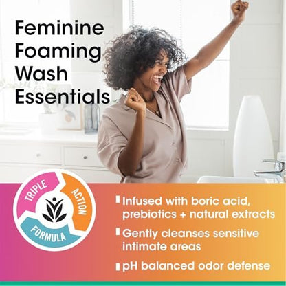vH Essentials Feminine Foaming Wash mit Borsäure und Präbiotika, geruchsneutralisierende pH-ausgleichende tägliche Reinigung mit Lavendel und Kamille, 150 ml