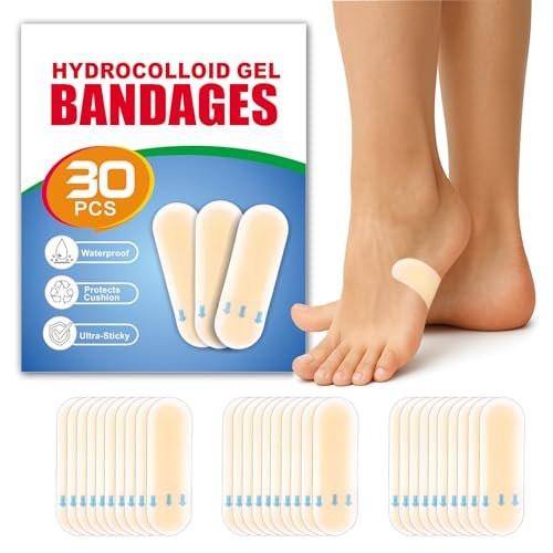 Hydrokolloid Blasenpflaster für die Ferse – 30 Stück lange Streifen – dicke Gelpads, wasserdicht, starker Halt – Schutz für die Rückseite des Fußes (Spot, Einheitsgröße)