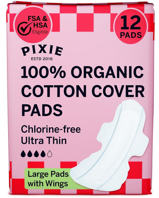 Pixie Bio-Baumwolle Ultra Dünne Reguläre Binden mit Flügeln – Bequemer, auslaufsicherer Schutz für den täglichen Bedarf – Hypoallergen, unparfümiert, weich & atmungsaktiv – Umweltfreundlich, 12 Stück
