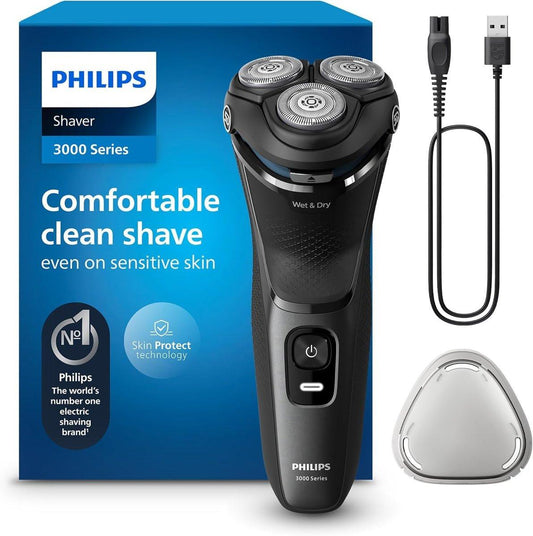 Philips Series 3000 Rasierer für Herren – Wiederaufladbarer Nass-/Trocken-Elektrorasierer in Modern Steel Metallic