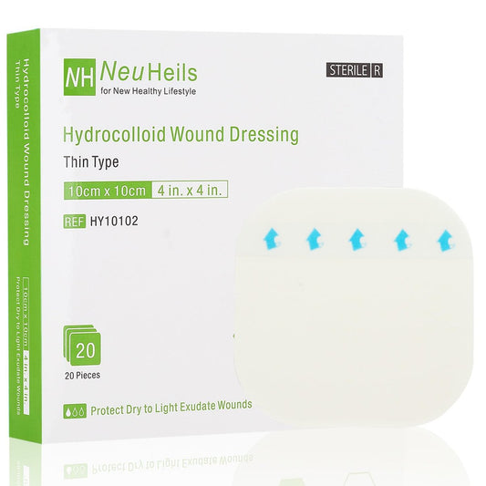 20er Pack Hydrokolloid-Wundverband 4x4 Zoll, extra dünn, für leichte Exsudate, Druckgeschwüre, Bettgeschwüre, kleine Verbrennungen, Schnitte & Schürfwunden, Blasen & postoperative Wundversorgung