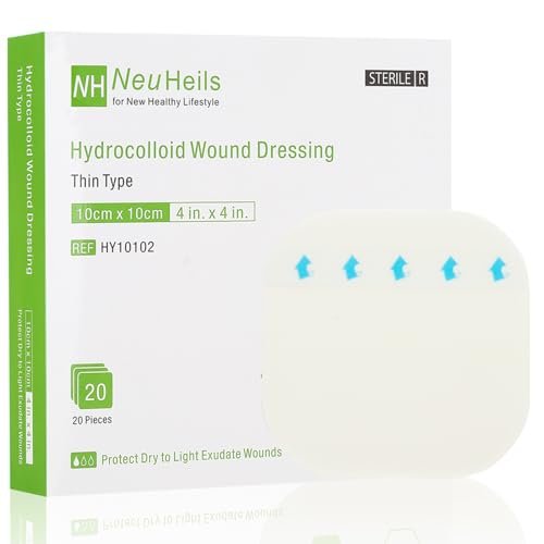 20er Pack Hydrokolloid-Wundverband 4x4 Zoll, extra dünn, für leichte Exsudate, Druckgeschwüre, Bettgeschwüre, kleine Verbrennungen, Schnitte & Schürfwunden, Blasen & postoperative Wundversorgung