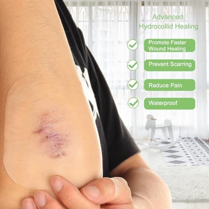 20er Pack Hydrokolloid-Wundverband 4x4 Zoll, extra dünn, für leichte Exsudate, Druckgeschwüre, Bettgeschwüre, kleine Verbrennungen, Schnitte & Schürfwunden, Blasen & postoperative Wundversorgung