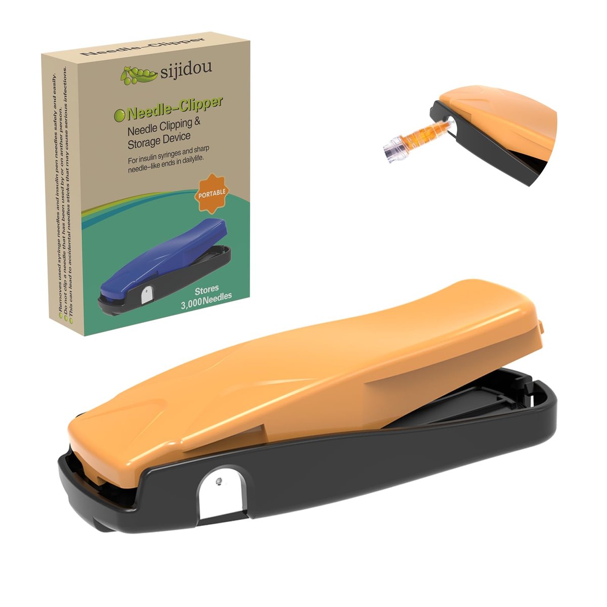 Nadelclipper für Insulinspritzen, tragbarer Behälter für die Entsorgung von spitzen Gegenständen, kompatibel mit 28-32Ga Spritzennadeln, geeignet für Zuhause und Reisen