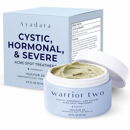 Cystic Acne Spot Cream – Über Nacht wirkende Hormonelle Akne-Creme für Gesicht & Körper, Schwefelcreme für Frauen, Männer & Teenager, effektiv gegen hartnäckige Ausbrüche, 120 Anwendungen