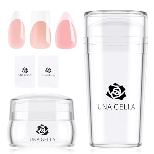 Una Gella French Tip Tool Stamp – Zwei Größen French Nails Maniküre-Stempel-Set für Mandel-/Quadrat-/Sargnägel & Zehen – Einfaches DIY Nagelkunst-Set für Zuhause