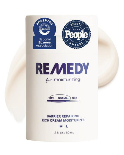 Remedy for Rich Moisture | Barrier-Reparierende Reichhaltige Creme-Feuchtigkeitspflege für normale bis trockene Haut | Quadruple Ceramide Complex, Peptide, Squalan, Glycerin | Von Dermatologin Dr. Shah, 50 ml