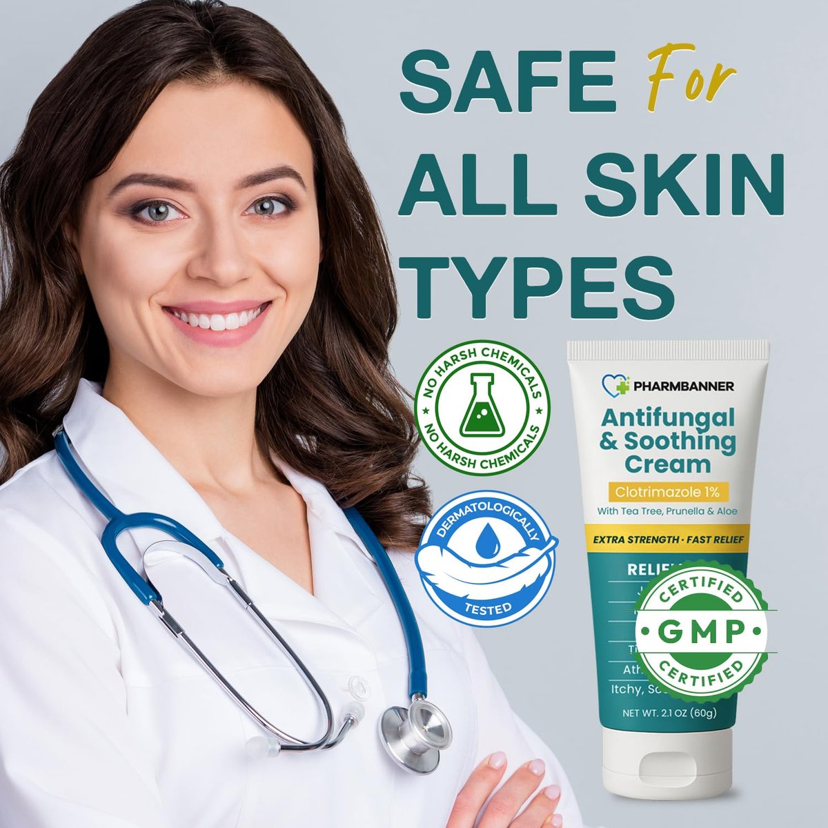Antimykotische Creme gegen Juckreiz, Ringelflechte, Psoriasis und Fußpilz – Extra starke Linderung für juckende, brennende Haut – Schnell wirkende Formel bei Tinea cruris, Tinea versicolor und Hautirritationen