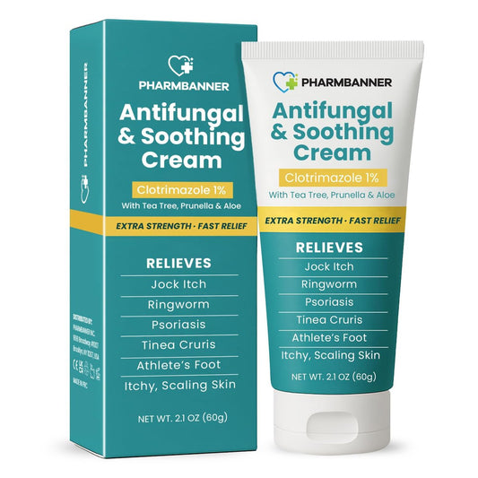 Antimykotische Creme gegen Juckreiz, Ringelflechte, Psoriasis und Fußpilz – Extra starke Linderung für juckende, brennende Haut – Schnell wirkende Formel bei Tinea cruris, Tinea versicolor und Hautirritationen