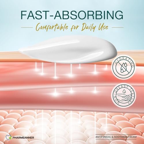 Antimykotische Creme gegen Juckreiz, Ringelflechte, Psoriasis und Fußpilz – Extra starke Linderung für juckende, brennende Haut – Schnell wirkende Formel bei Tinea cruris, Tinea versicolor und Hautirritationen