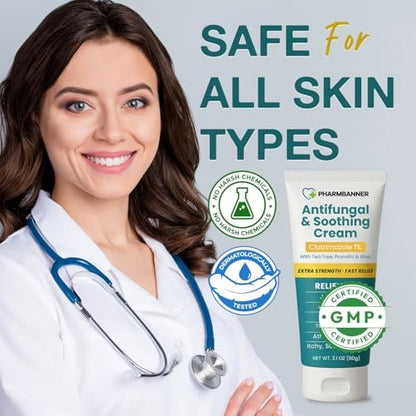Antimykotische Creme gegen Juckreiz, Ringelflechte, Psoriasis und Fußpilz – Extra starke Linderung für juckende, brennende Haut – Schnell wirkende Formel bei Tinea cruris, Tinea versicolor und Hautirritationen