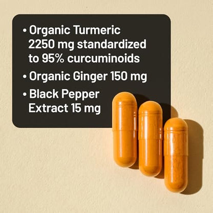 NatureWise Curcumin mit Ingwer 2400 mg – Hochdosiertes Kurkuma-Extrakt mit 2100 mg Curcuminoiden – Extra stark & hoch bioverfügbar – Vegan, Nicht-GVO – 90 Kapseln (30 Tage Vorrat)
