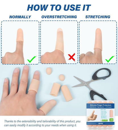 Gel-Fingerlinge Silikon-Fingerschutz Kappen für Daumen und Finger – Weiche Fingerbandagen gegen Schmerzen, Risse, Blasen, Hornhaut, Nagelhaut – Ideal bei Arthritis, Triggerfinger (Nude, M, 10 Stück)