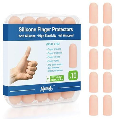 Gel-Fingerlinge Silikon-Fingerschutz Kappen für Daumen und Finger – Weiche Fingerbandagen gegen Schmerzen, Risse, Blasen, Hornhaut, Nagelhaut – Ideal bei Arthritis, Triggerfinger (Nude, M, 10 Stück)