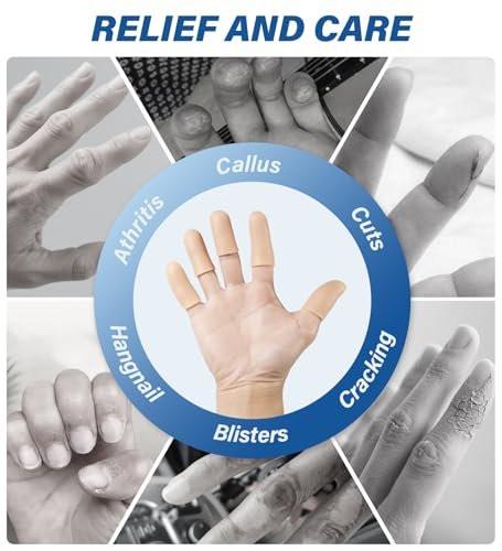 Gel-Fingerlinge Silikon-Fingerschutz Kappen für Daumen und Finger – Weiche Fingerbandagen gegen Schmerzen, Risse, Blasen, Hornhaut, Nagelhaut – Ideal bei Arthritis, Triggerfinger (Nude, M, 10 Stück)