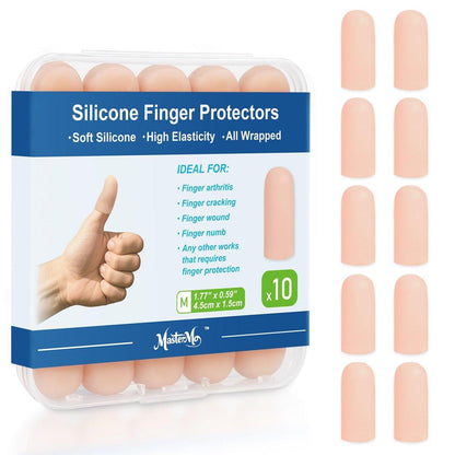Gel-Fingerlinge Silikon-Fingerschutz Kappen für Daumen und Finger – Weiche Fingerbandagen gegen Schmerzen, Risse, Blasen, Hornhaut, Nagelhaut – Ideal bei Arthritis, Triggerfinger (Nude, M, 10 Stück)