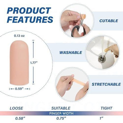 Gel-Fingerlinge Silikon-Fingerschutz Kappen für Daumen und Finger – Weiche Fingerbandagen gegen Schmerzen, Risse, Blasen, Hornhaut, Nagelhaut – Ideal bei Arthritis, Triggerfinger (Nude, M, 10 Stück)
