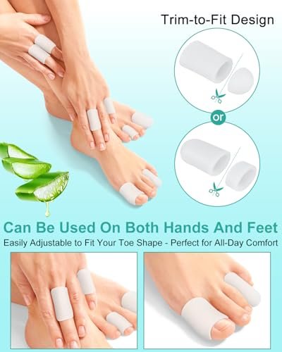 Uwbettry 16er-Pack Silikon Zehenschützer und Kappen, Gel-Zehenüberzüge Bandage Ärmel für Frauen & Männer Schmerzlinderung, Polster für Hühneraugen, Schwielen, Blasen, Nagelverlust (Transparent, gemischte Größen, 4L+8M+4S)