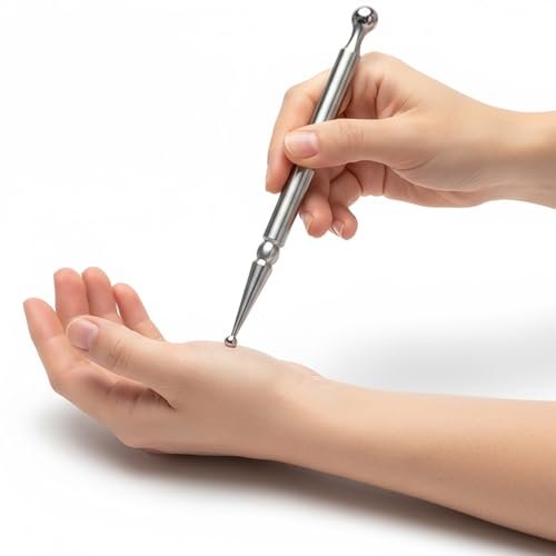 BYYDDIY Edelstahl Doppelkopf-Gesichtsreflexzonen-Werkzeug, Ohr-Massagegerät, Körperpunkt-Sonde & Triggerpunkt-Massager für Tiefengewebe (P-S)