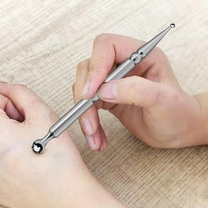 BYYDDIY Edelstahl Doppelkopf-Gesichtsreflexzonen-Werkzeug, Ohr-Massagegerät, Körperpunkt-Sonde & Triggerpunkt-Massager für Tiefengewebe (P-S)