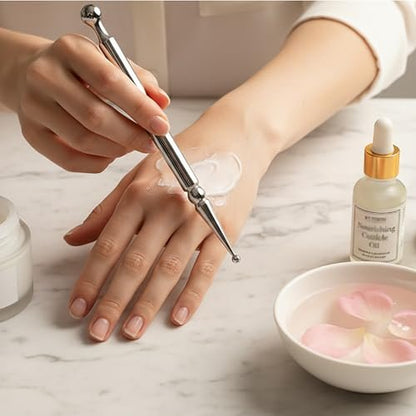 BYYDDIY Edelstahl Doppelkopf-Gesichtsreflexzonen-Werkzeug, Ohr-Massagegerät, Körperpunkt-Sonde & Triggerpunkt-Massager für Tiefengewebe (P-S)