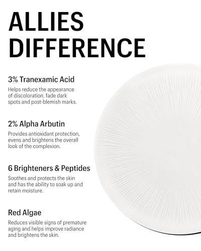 Allies of Skin Tranexamic & Arbutin Advanced Brightening Serum | Leichtes tägliches Serum mit Peptiden | 3% Tranexamsäure, belebt müde Haut | 1,6 fl oz