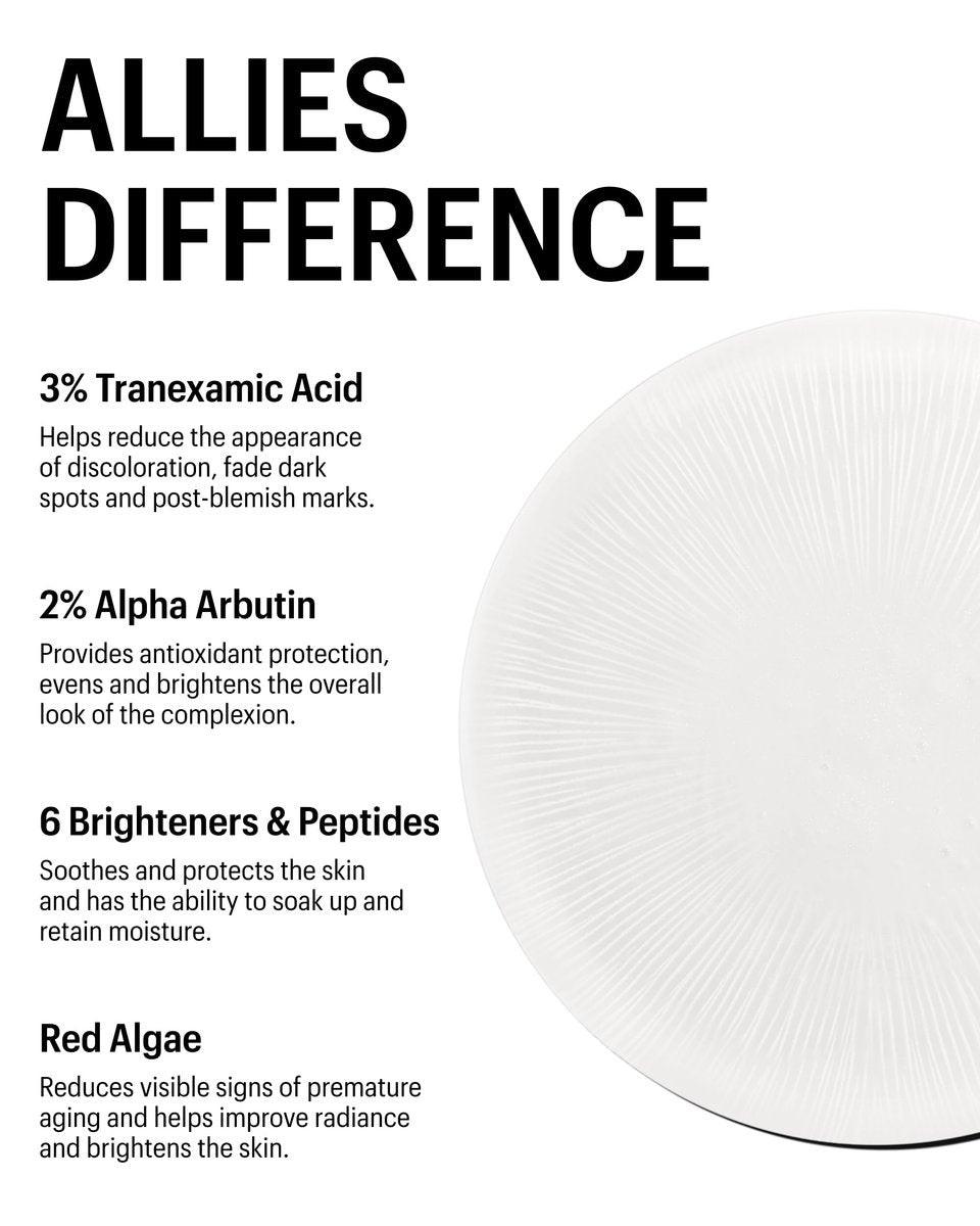 Allies of Skin Tranexamic & Arbutin Advanced Brightening Serum | Leichtes tägliches Serum mit Peptiden | 3% Tranexamsäure, belebt müde Haut | 1,6 fl oz