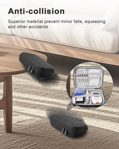Krypthos Diabetic Supplies Travel Case – Organizer für Blutzuckermessgerät, Teststreifen, Lanzetten – Schwarz