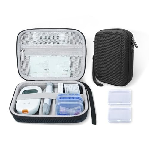 Krypthos Diabetic Supplies Travel Case – Organizer für Blutzuckermessgerät, Teststreifen, Lanzetten – Schwarz