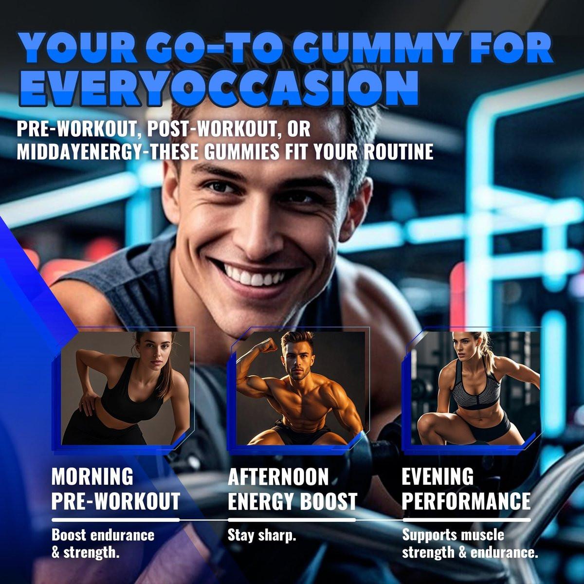 GlucoBio Creatin-Monohydrat Gummis (5g) – Pre-Workout Energie & Muskelaufbau für Männer & Frauen | Blaubeer-Elektrolyt-Gummis (135 Stück)