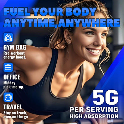 GlucoBio Creatin-Monohydrat Gummis (5g) – Pre-Workout Energie & Muskelaufbau für Männer & Frauen | Blaubeer-Elektrolyt-Gummis (135 Stück)