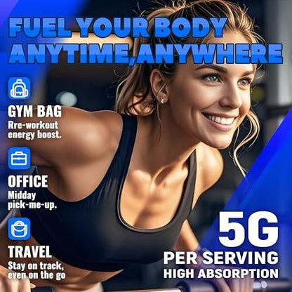 GlucoBio Creatin-Monohydrat Gummis (5g) – Pre-Workout Energie & Muskelaufbau für Männer & Frauen | Blaubeer-Elektrolyt-Gummis (135 Stück)
