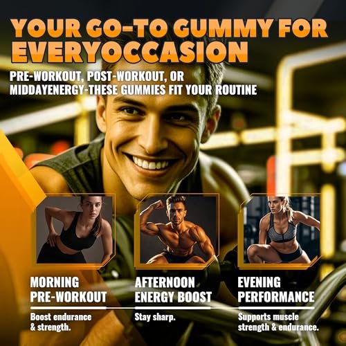 GlucoBio Kreatin-Monohydrat Gummis (5g) – Pre-Workout Energie & Muskelwachstum für Männer & Frauen | Orangen-Elektrolyt-Gummis (135 Stück)