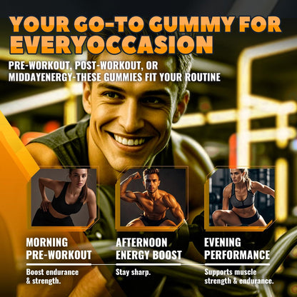 GlucoBio Kreatin-Monohydrat Gummis (5g) – Pre-Workout Energie & Muskelwachstum für Männer & Frauen | Orangen-Elektrolyt-Gummis (135 Stück)