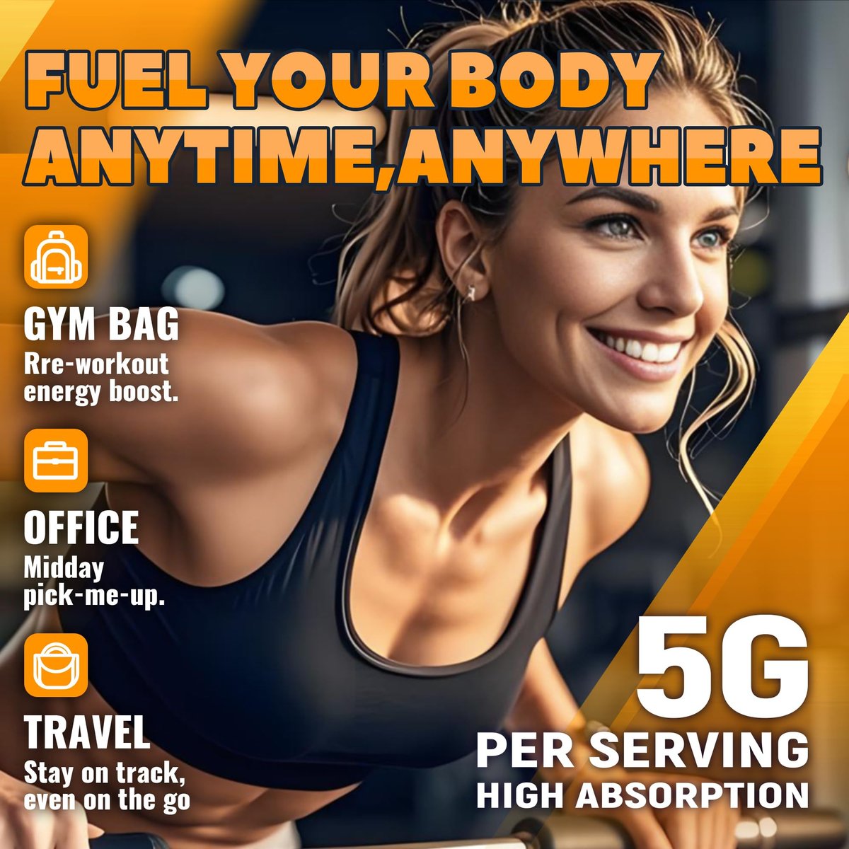GlucoBio Kreatin-Monohydrat Gummis (5g) – Pre-Workout Energie & Muskelwachstum für Männer & Frauen | Orangen-Elektrolyt-Gummis (135 Stück)
