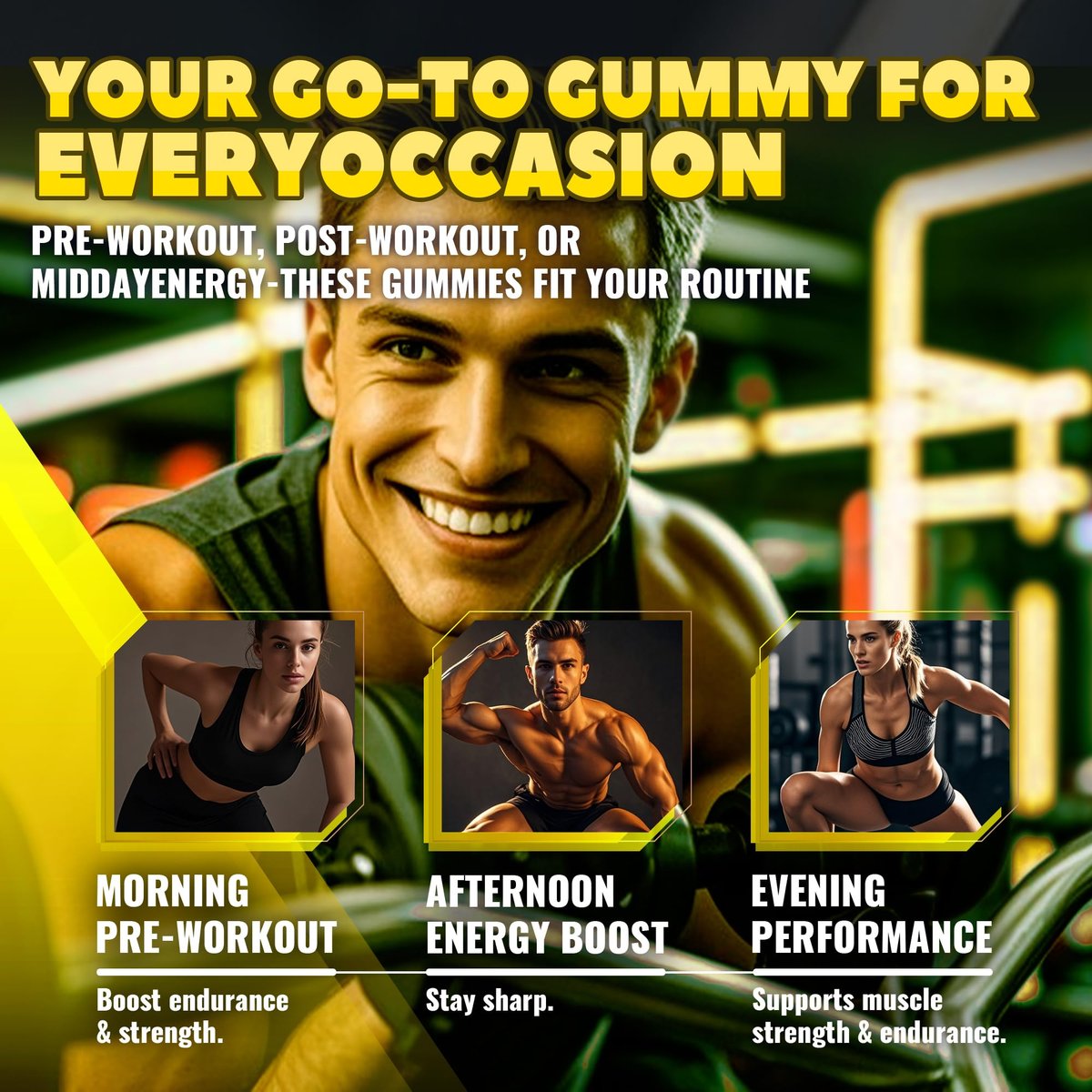 GlucoBio Creatin-Monohydrat Gummis (5g) – Pre-Workout Energie & Muskelwachstum für Männer & Frauen | Ananas-Elektrolyt-Gummis (135 Stück)