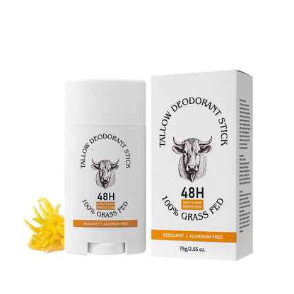 Tallow-Deodorant-Stick für Damen & Herren – Bergamotte-Duft, 48h Geruchskontrolle, aluminiumfrei, 75g
