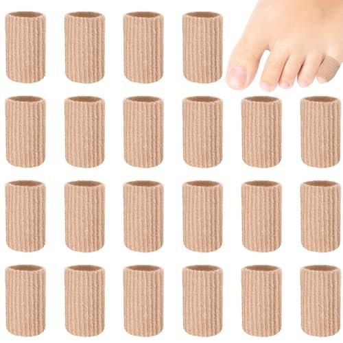 Blulu 24 Stück Zehenröhrchen 0,98 Zoll Polster-Zehenhülsen, weiche Gel-Schutzpolster für Hühneraugen, Blasen, Hornhaut, 3 Größen (Hautfarbe, Kleine Größe)