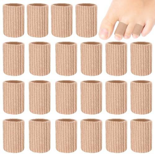 Blulu 24 Stück Zehenröhrchen 0,98 Zoll Polsternde Kornpads für Zehen, weiche Gel-Schutzpolster gegen Hühneraugen, Blasen, Hornhaut, 3 Größen (Hautfarbe, Mittel)