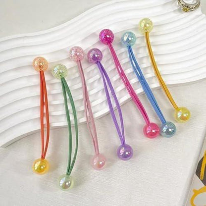 14-teiliges Set Doppelkugel-Haargummis – Bunte elastische Haarbänder mit Anhängern für Frauen