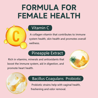 Crasye Premium Feminine Balance Gummies – PH-Balance & Vaginale Gesundheit mit Probiotika, Ananas-Geschmack, 60 Gummis (30 Portionen)