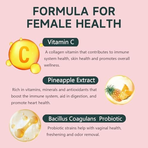 Crasye Premium Feminine Balance Gummies – PH-Balance & Vaginale Gesundheit mit Probiotika, Ananas-Geschmack, 60 Gummis (30 Portionen)