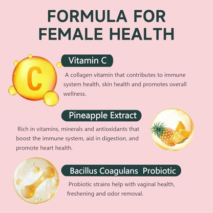 Crasye Premium Feminine Balance Gummies – PH-Balance & Vaginale Gesundheit mit Probiotika, Ananas-Geschmack, 60 Gummis (30 Portionen)