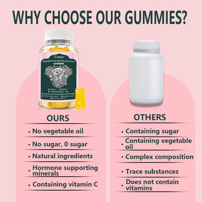 Crasye Premium Feminine Balance Gummies – PH-Balance & Vaginale Gesundheit mit Probiotika, Ananas-Geschmack, 60 Gummis (30 Portionen)