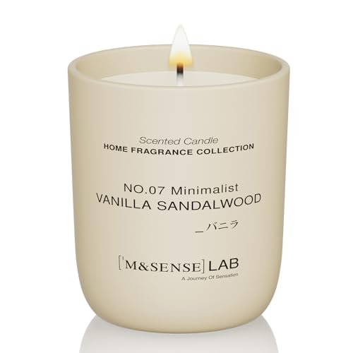 M&SENSE Natürliche Sojakerze | Vanille Sandelholz | 5,3 oz | Mini Frühlingsduftkerzen für Entspannung, Valentinstag Geschenk, Wohnkultur | für Schlafzimmer, Büro, Party Klein