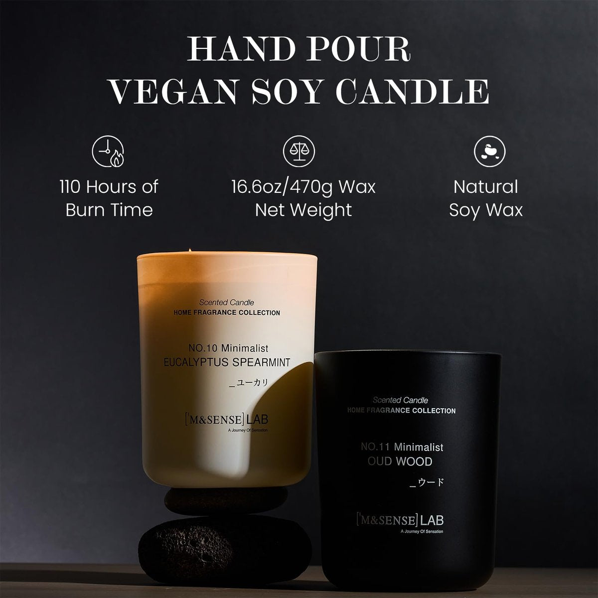 M&SENSE Natürliche Sojakerze | Eukalyptus Minze | 5,3 oz | Mini Frühlingsduftkerzen für Entspannung, Geschenk zum Valentinstag, Wohndekoration | für Schlafzimmer, Büro, Party Klein