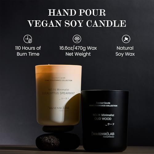M&SENSE Natürliche Sojakerze | Eukalyptus Minze | 5,3 oz | Mini Frühlingsduftkerzen für Entspannung, Geschenk zum Valentinstag, Wohndekoration | für Schlafzimmer, Büro, Party Klein