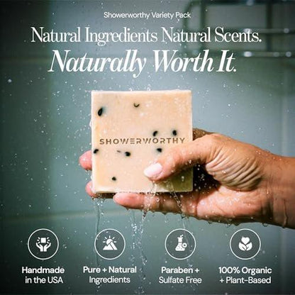 Showerworthy Pflanzliche Bio-Seife 8er-Pack – Handgemacht in den USA mit ätherischen Ölen für trockene & empfindliche Haut, je 141 g